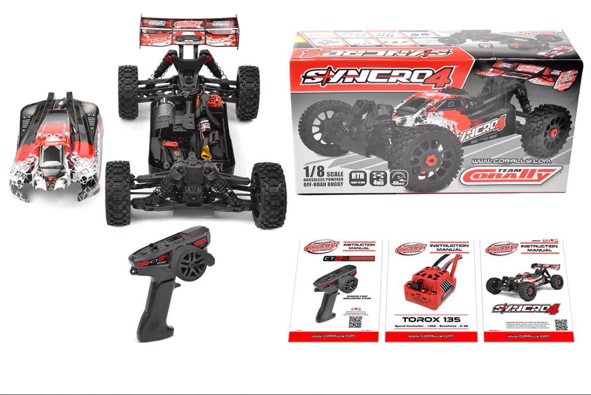 Syncro-4 1/8 4S Brushless Off Road Buggy, RTR, Red view 4