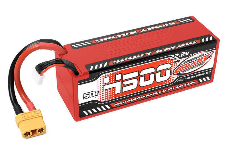 4500mAh 22.2v 6S 50C Hardcase Sport Racing LiPo Battery with Hardwired XT90 Connector